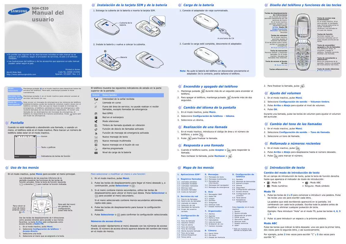 Mode d'emploi SAMSUNG SGH-C520