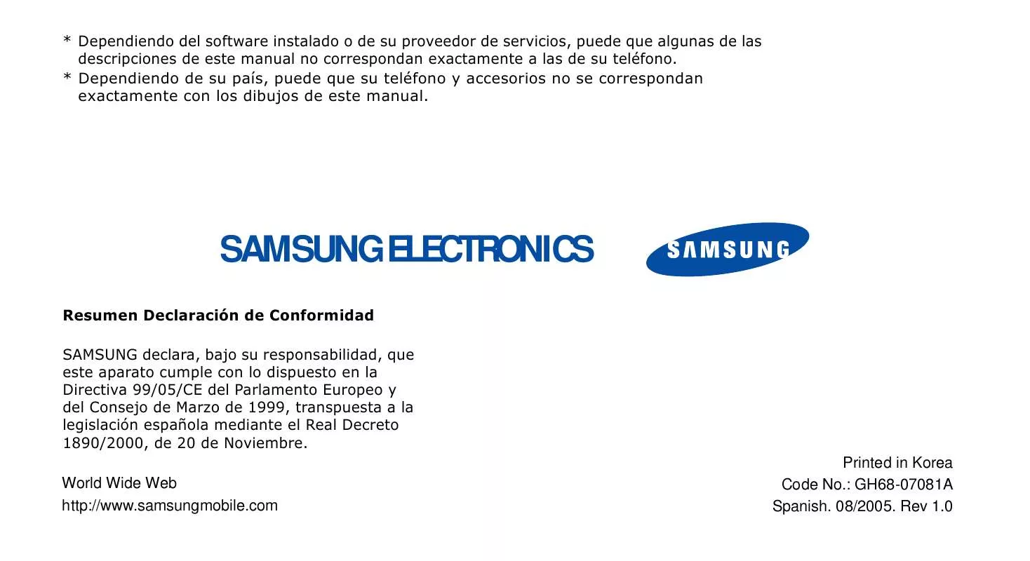 Mode d'emploi SAMSUNG SGH-E340