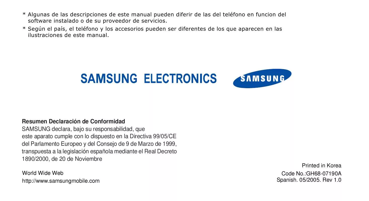 Mode d'emploi SAMSUNG SGH-E530