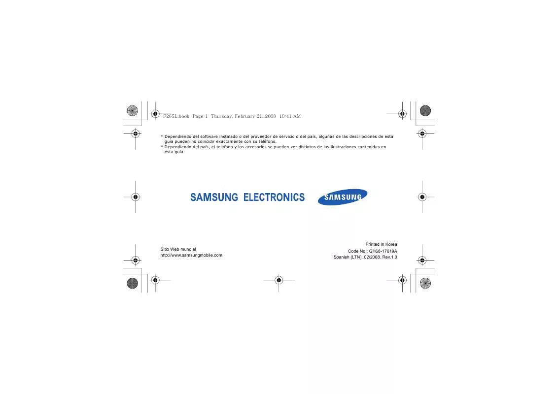 Mode d'emploi SAMSUNG SGH-F265