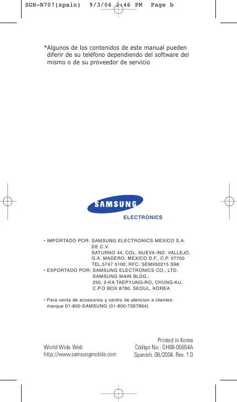 Mode d'emploi SAMSUNG SGH-N707