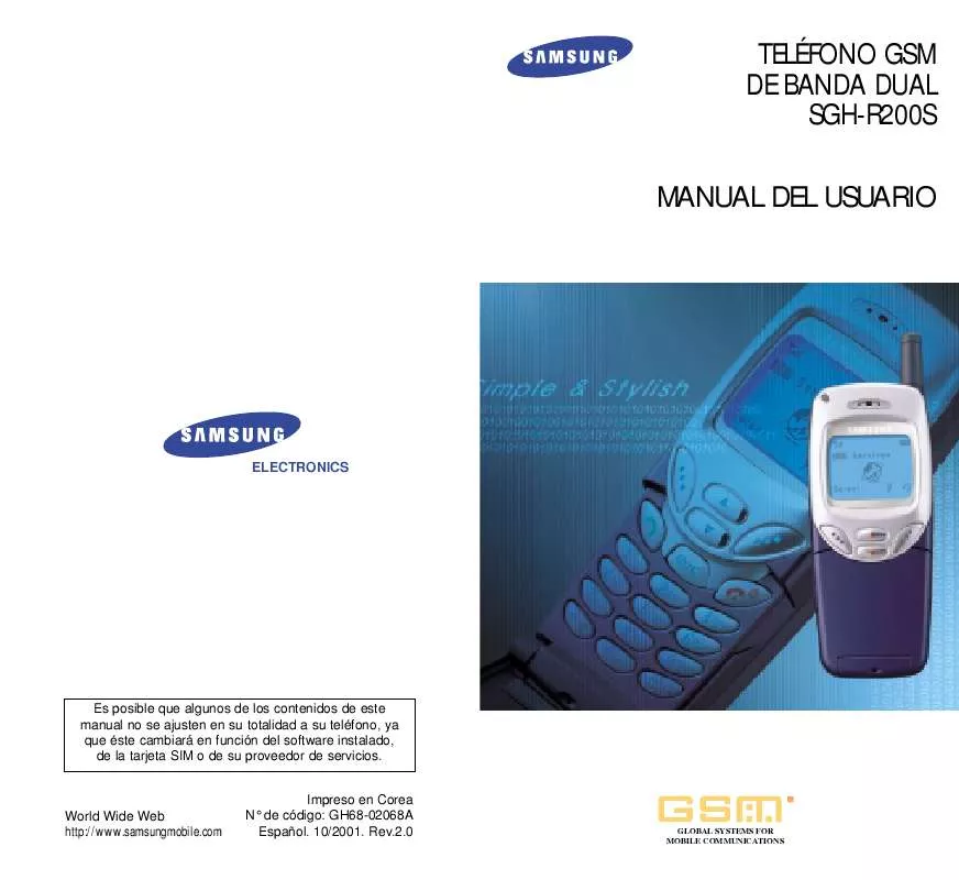 Mode d'emploi SAMSUNG SGH-R200DA