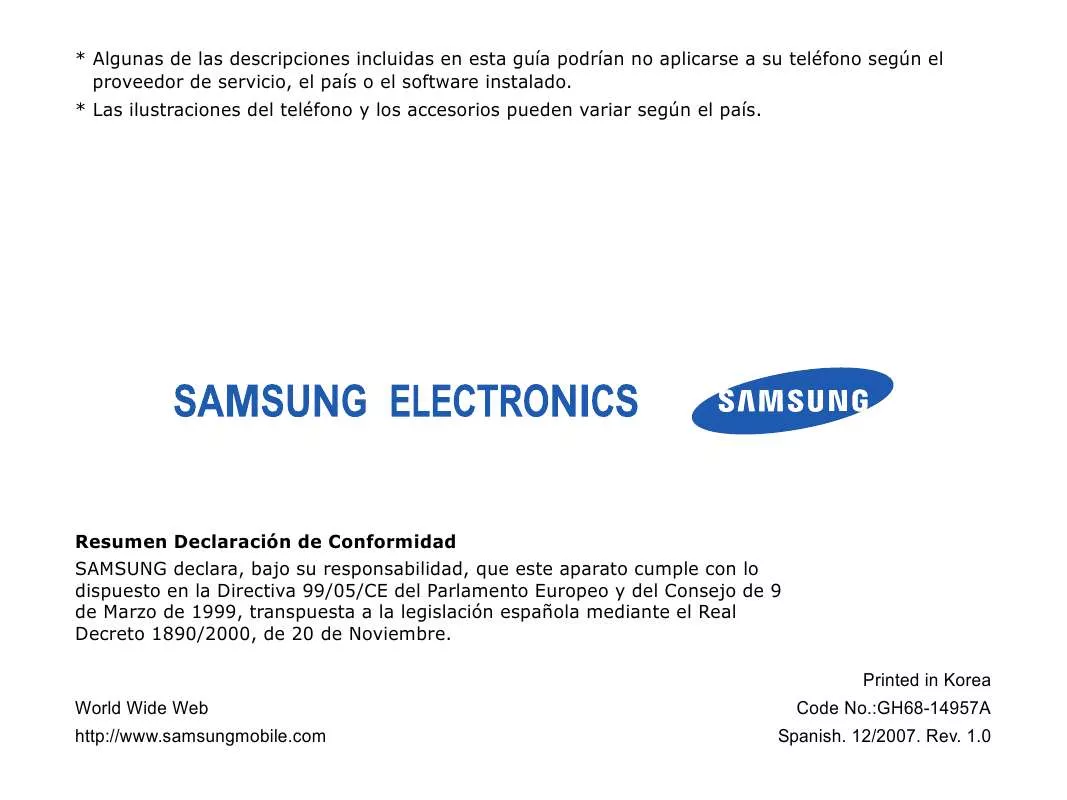 Mode d'emploi SAMSUNG SGH-U700W