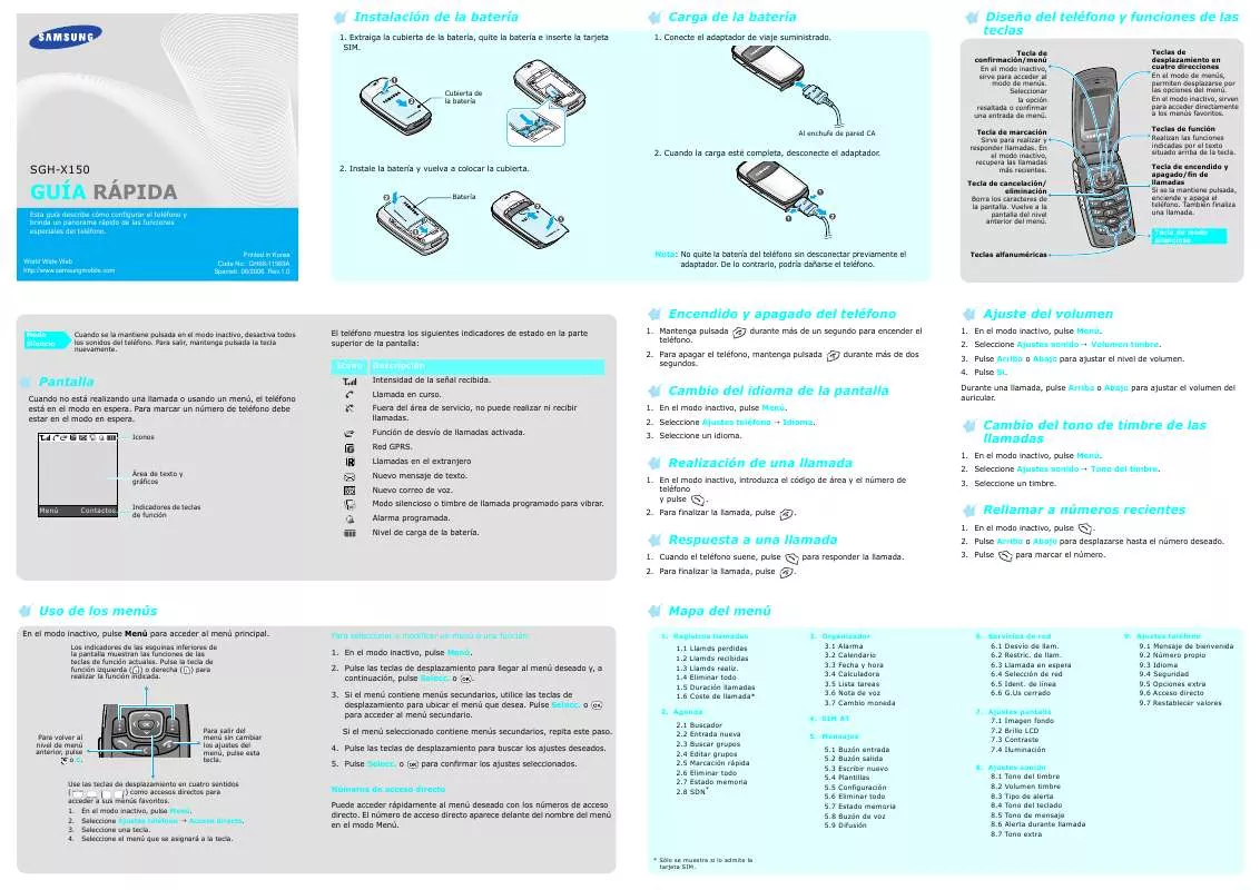 Mode d'emploi SAMSUNG SGH-X150