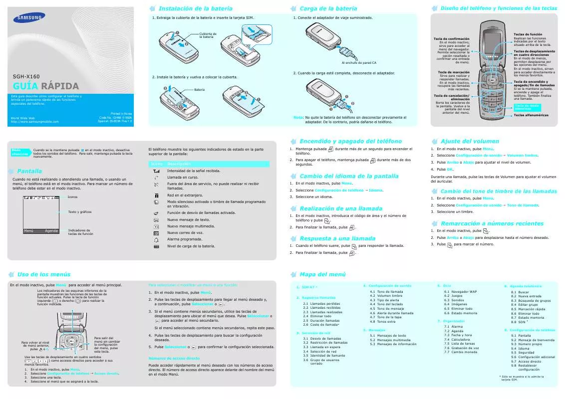 Mode d'emploi SAMSUNG SGH-X160