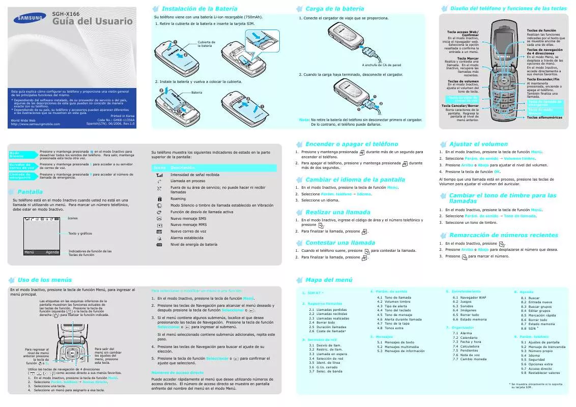 Mode d'emploi SAMSUNG SGH-X166