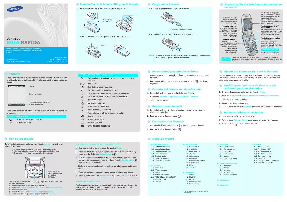 Mode d'emploi SAMSUNG SGH-X500