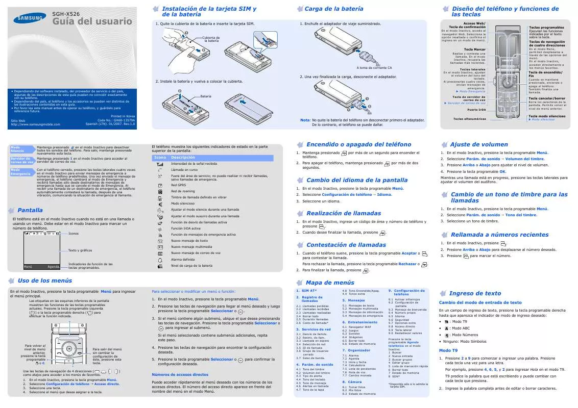 Mode d'emploi SAMSUNG SGH-X526