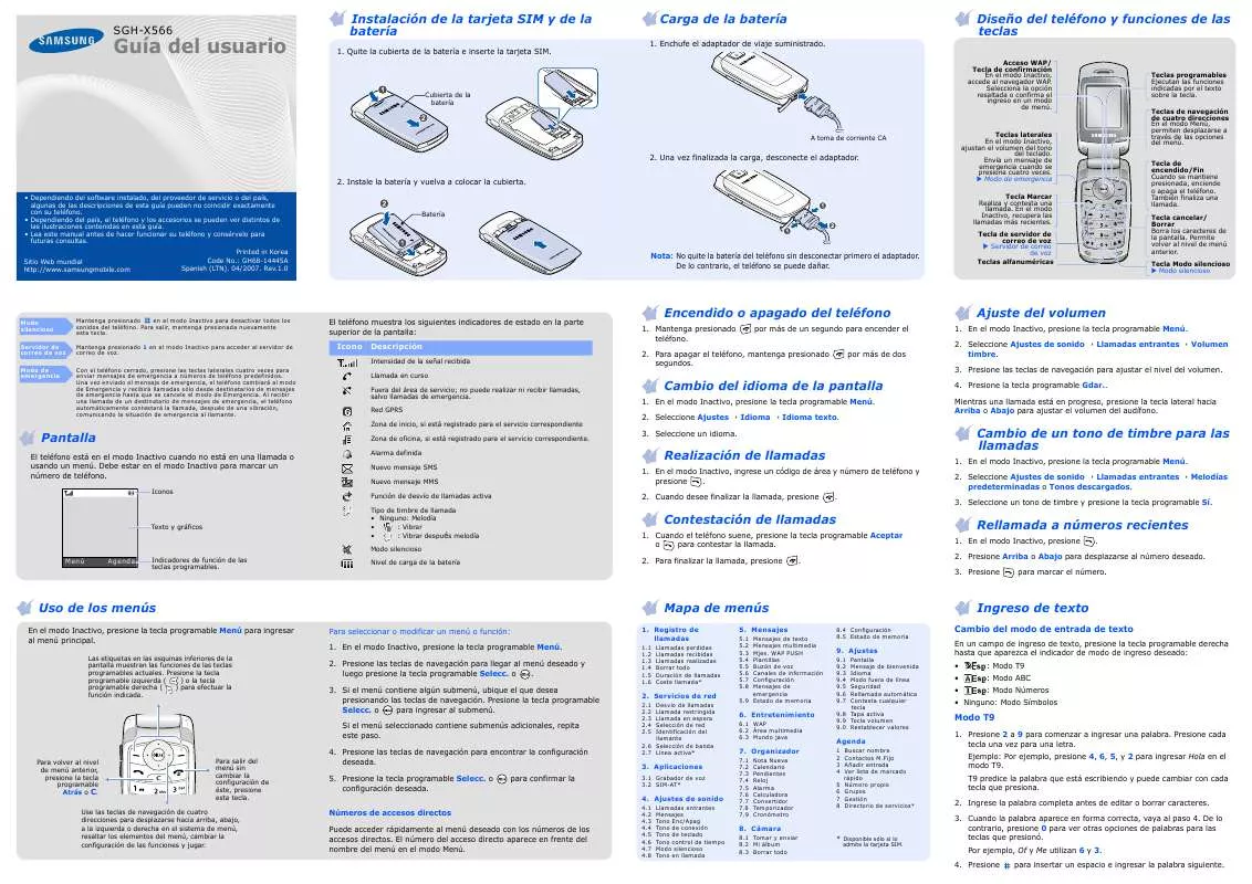 Mode d'emploi SAMSUNG SGH-X566