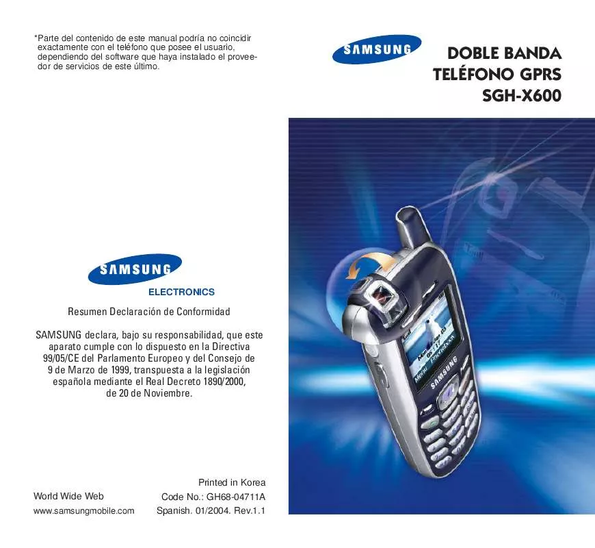 Mode d'emploi SAMSUNG SGH-X600