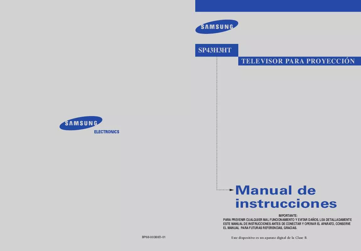 Mode d'emploi SAMSUNG SP-43H3HT