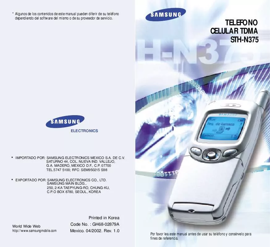 Mode d'emploi SAMSUNG STH-N375