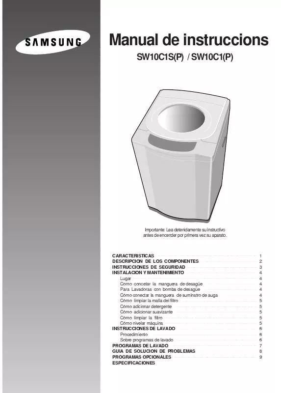 Mode d'emploi SAMSUNG SW10C1SP