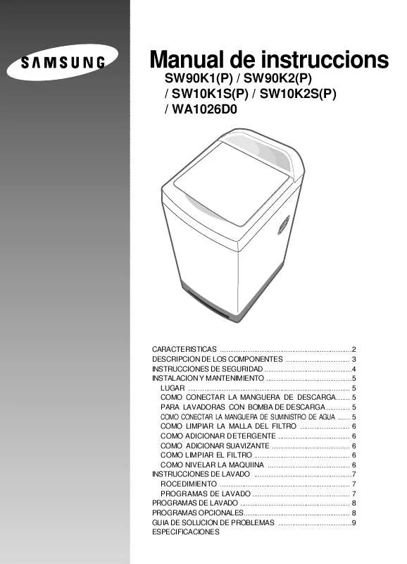 Mode d'emploi SAMSUNG SW10K1SP