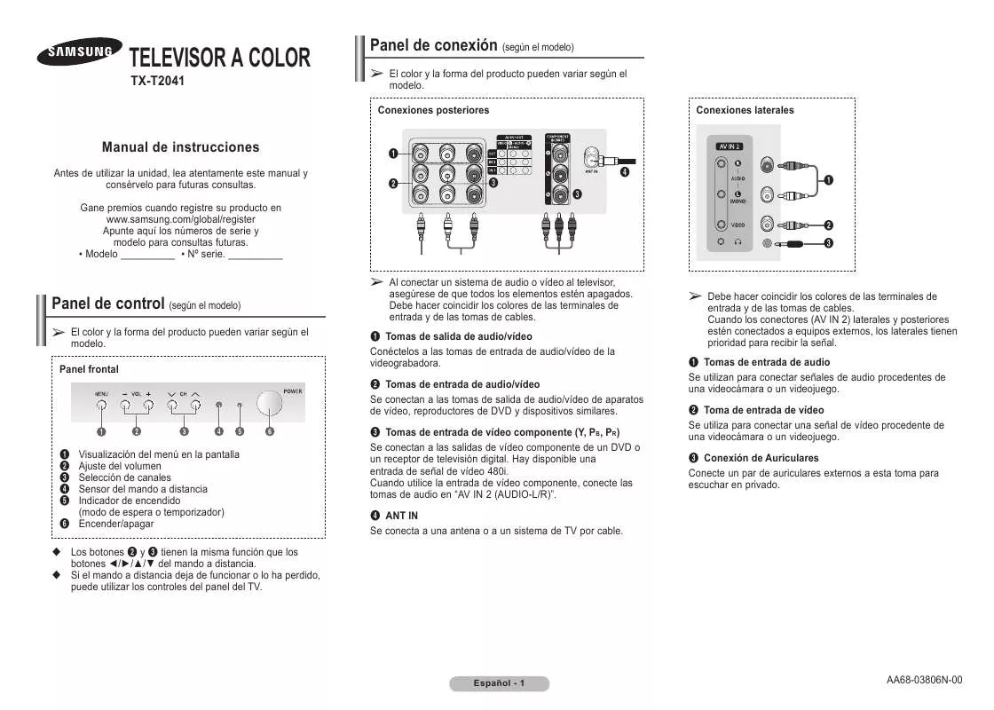 Mode d'emploi SAMSUNG TX-T2041