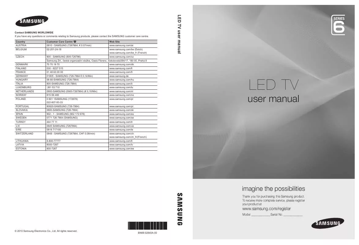 Mode d'emploi SAMSUNG UE-32C6600UW