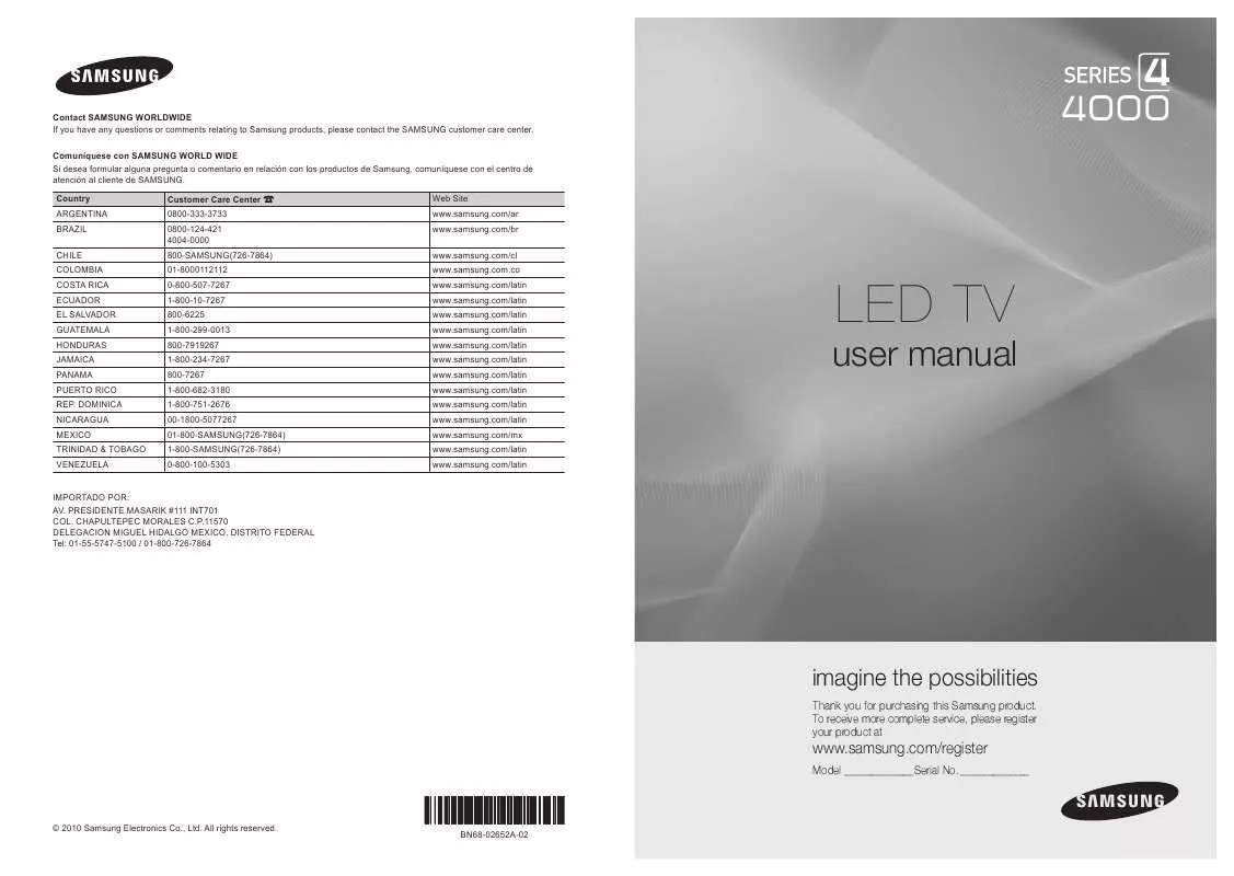 Mode d'emploi SAMSUNG UN26C4000