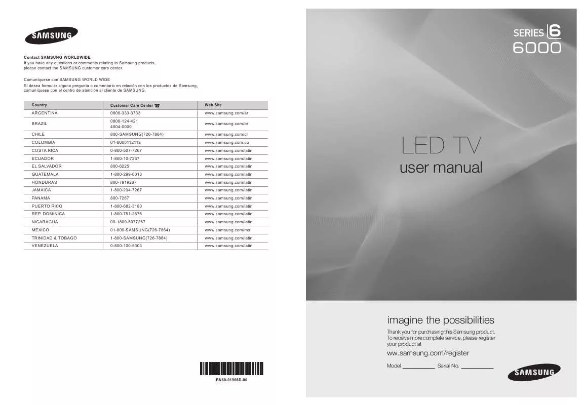 Mode d'emploi SAMSUNG UN40B6000VM