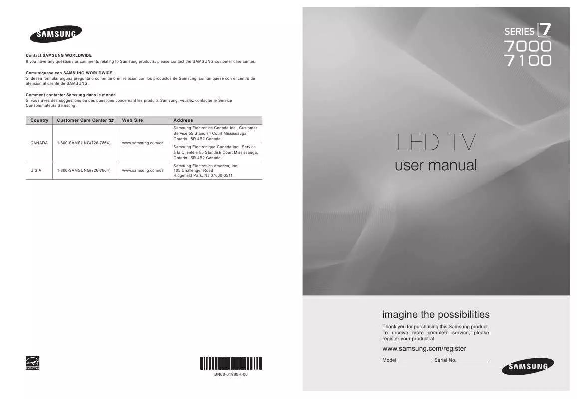 Mode d'emploi SAMSUNG UN46B7000