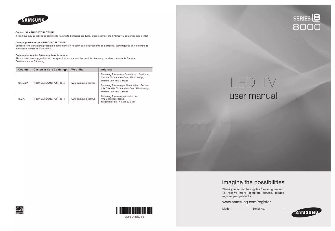 Mode d'emploi SAMSUNG UN46B8000