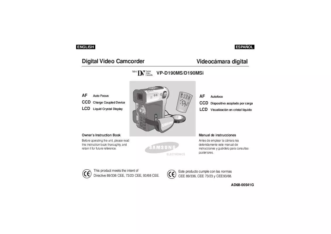 Mode d'emploi SAMSUNG VP-D190MSI