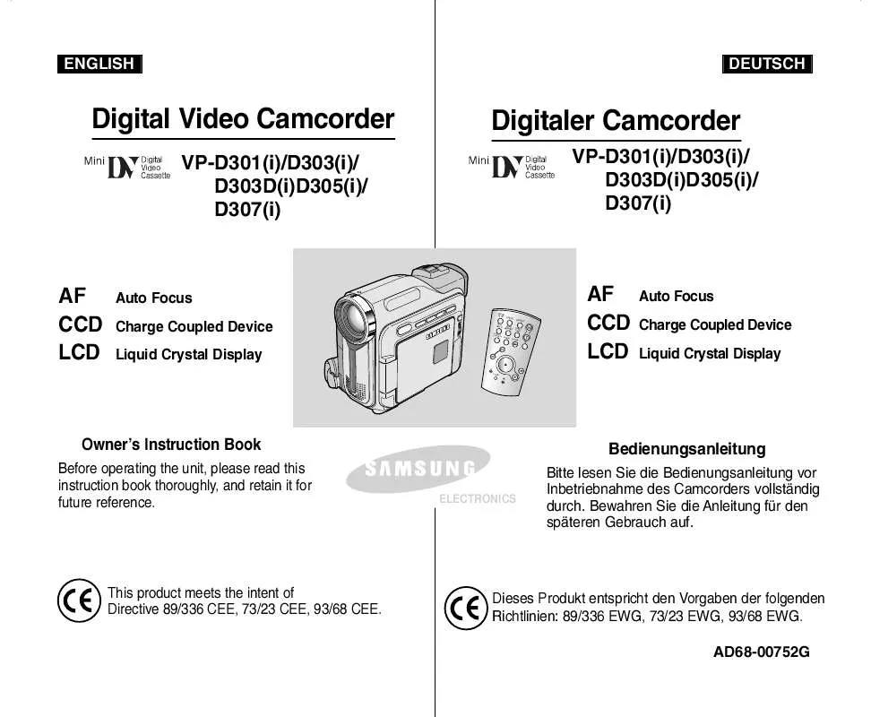 Mode d'emploi SAMSUNG VP-D307I