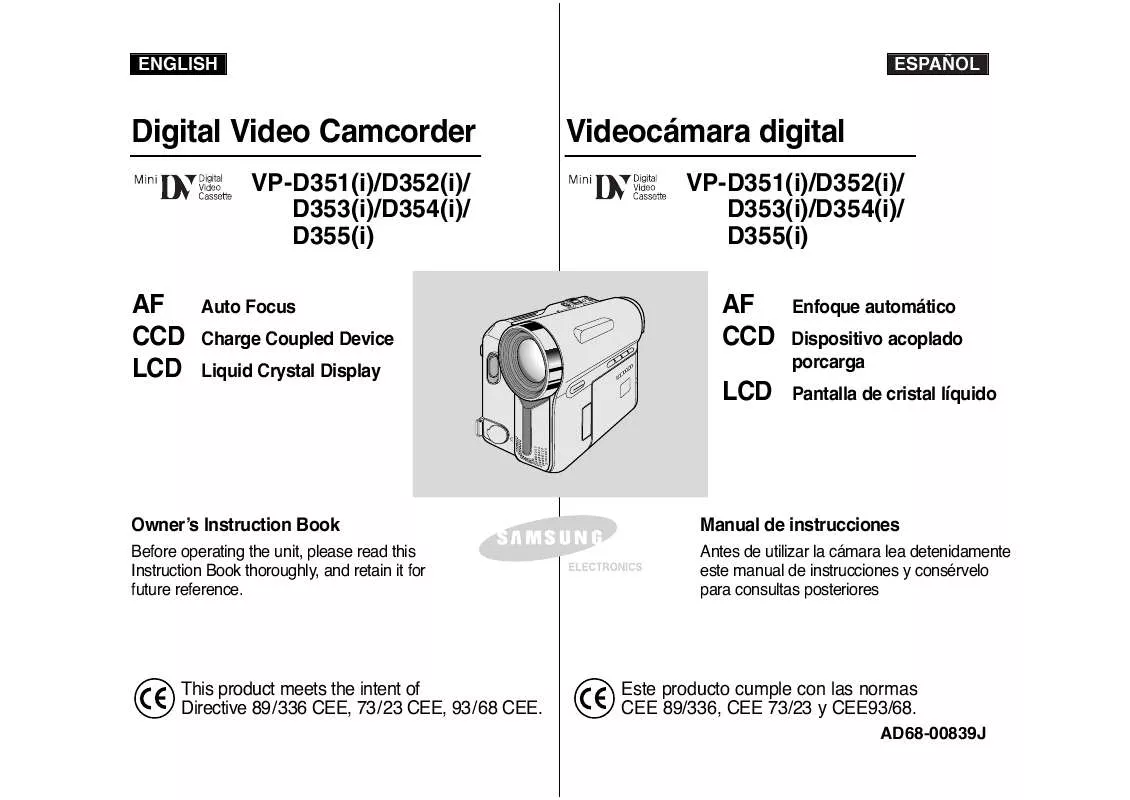 Mode d'emploi SAMSUNG VP-D351I