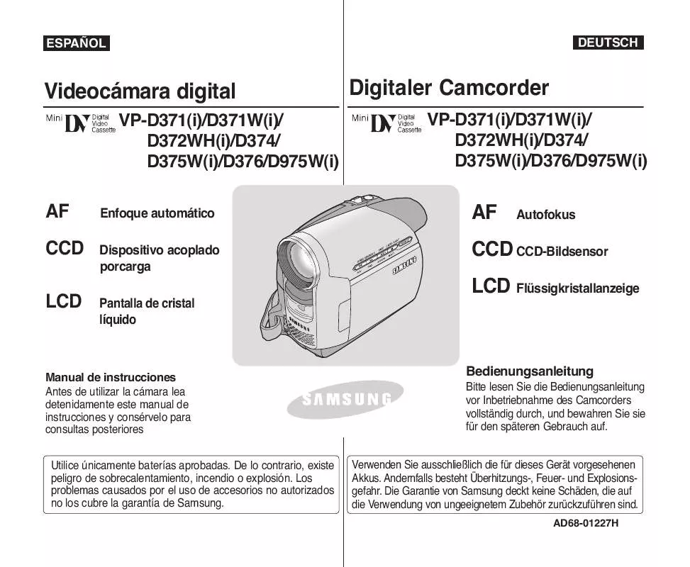 Mode d'emploi SAMSUNG VP-D371