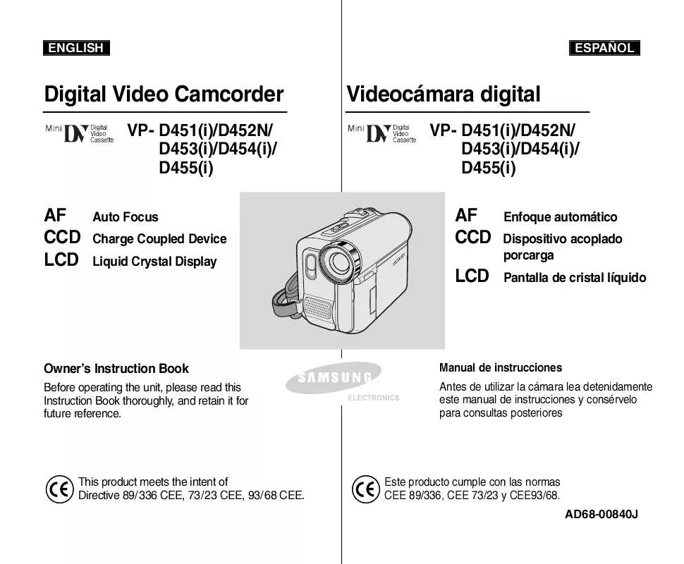 Mode d'emploi SAMSUNG VP-D451