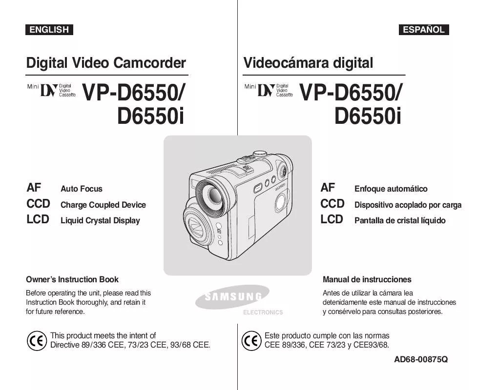 Mode d'emploi SAMSUNG VP-D6550I