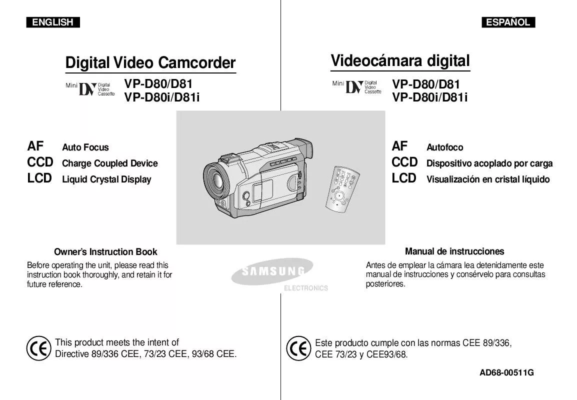 Mode d'emploi SAMSUNG VP-D80