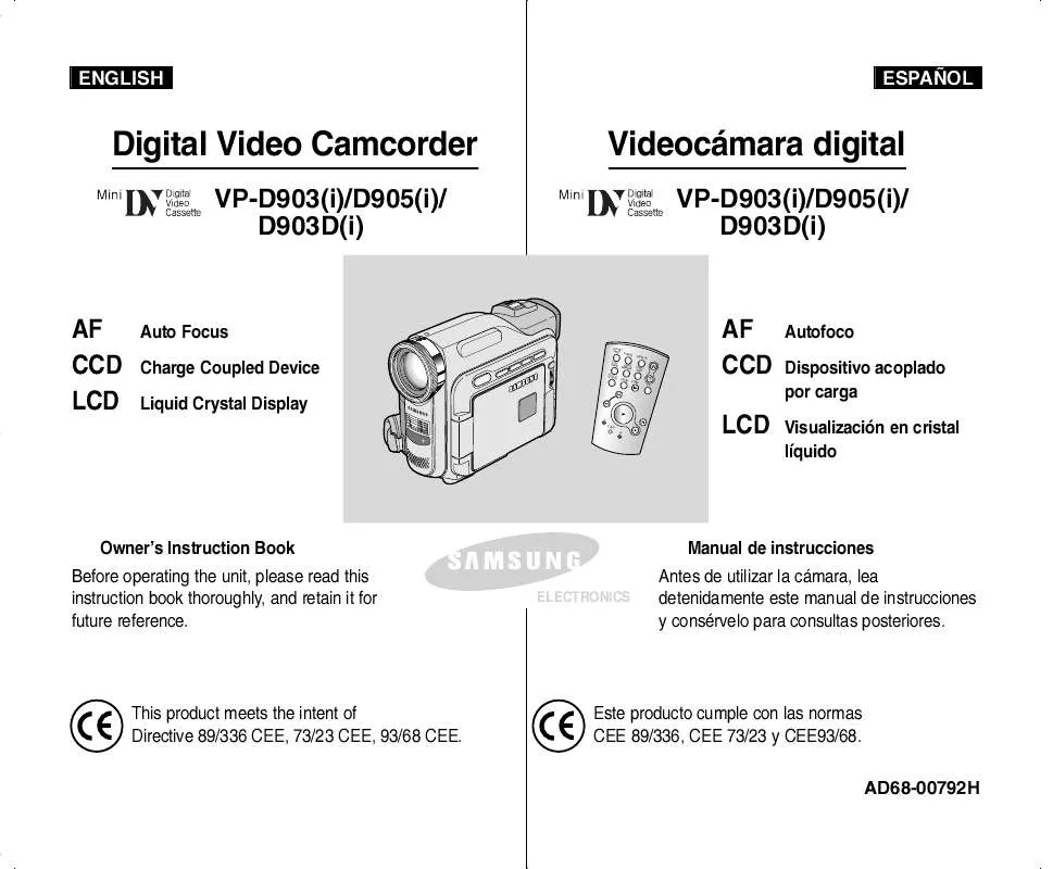 Mode d'emploi SAMSUNG VP-D905