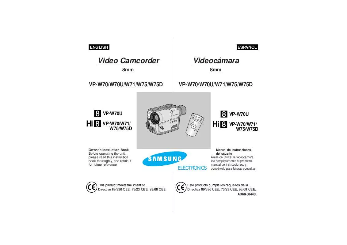 Mode d'emploi SAMSUNG VP-W70