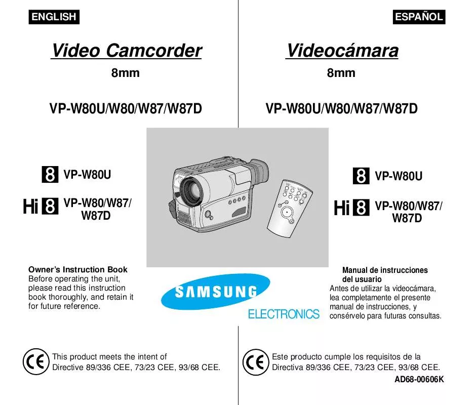 Mode d'emploi SAMSUNG VP-W80