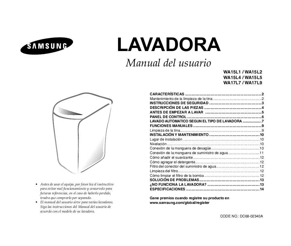 Mode d'emploi SAMSUNG WA14L2