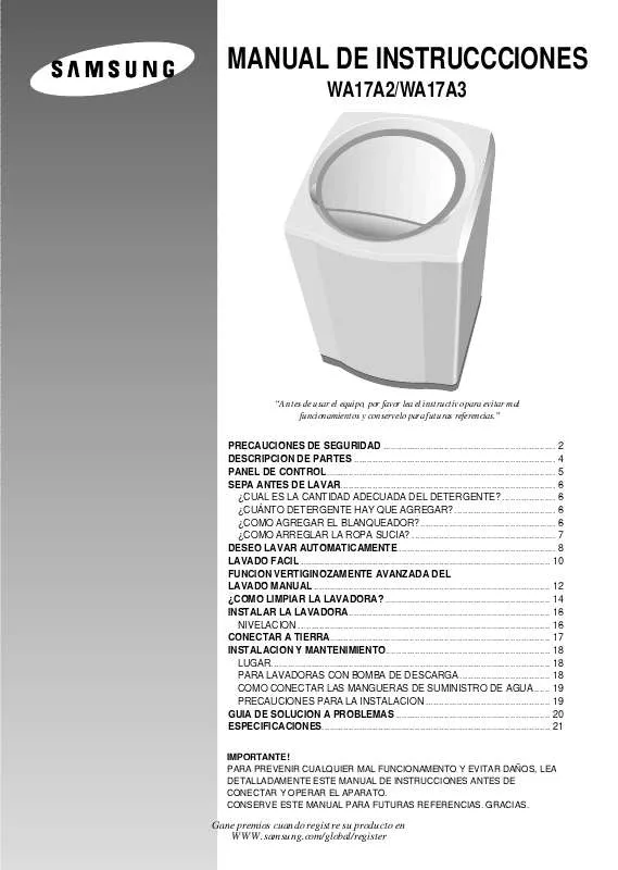 Mode d'emploi SAMSUNG WA17A2Q3D