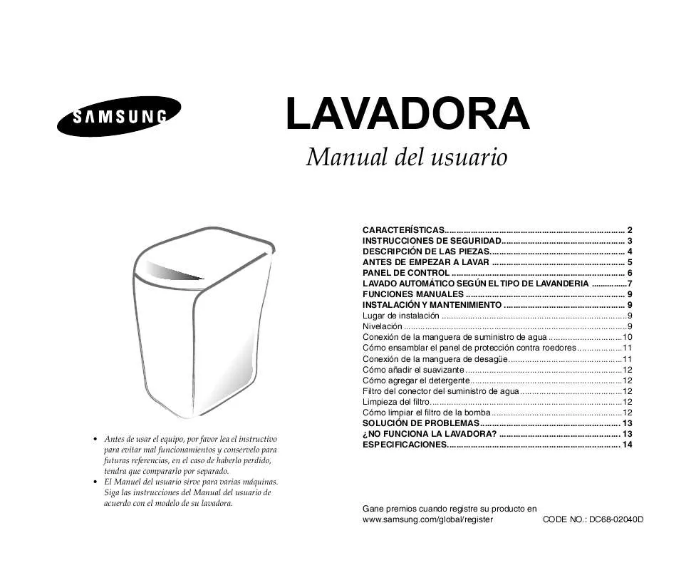 Mode d'emploi SAMSUNG WA95F3