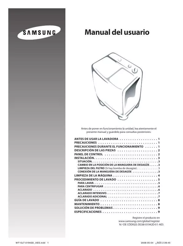 Mode d'emploi SAMSUNG WT10J7P