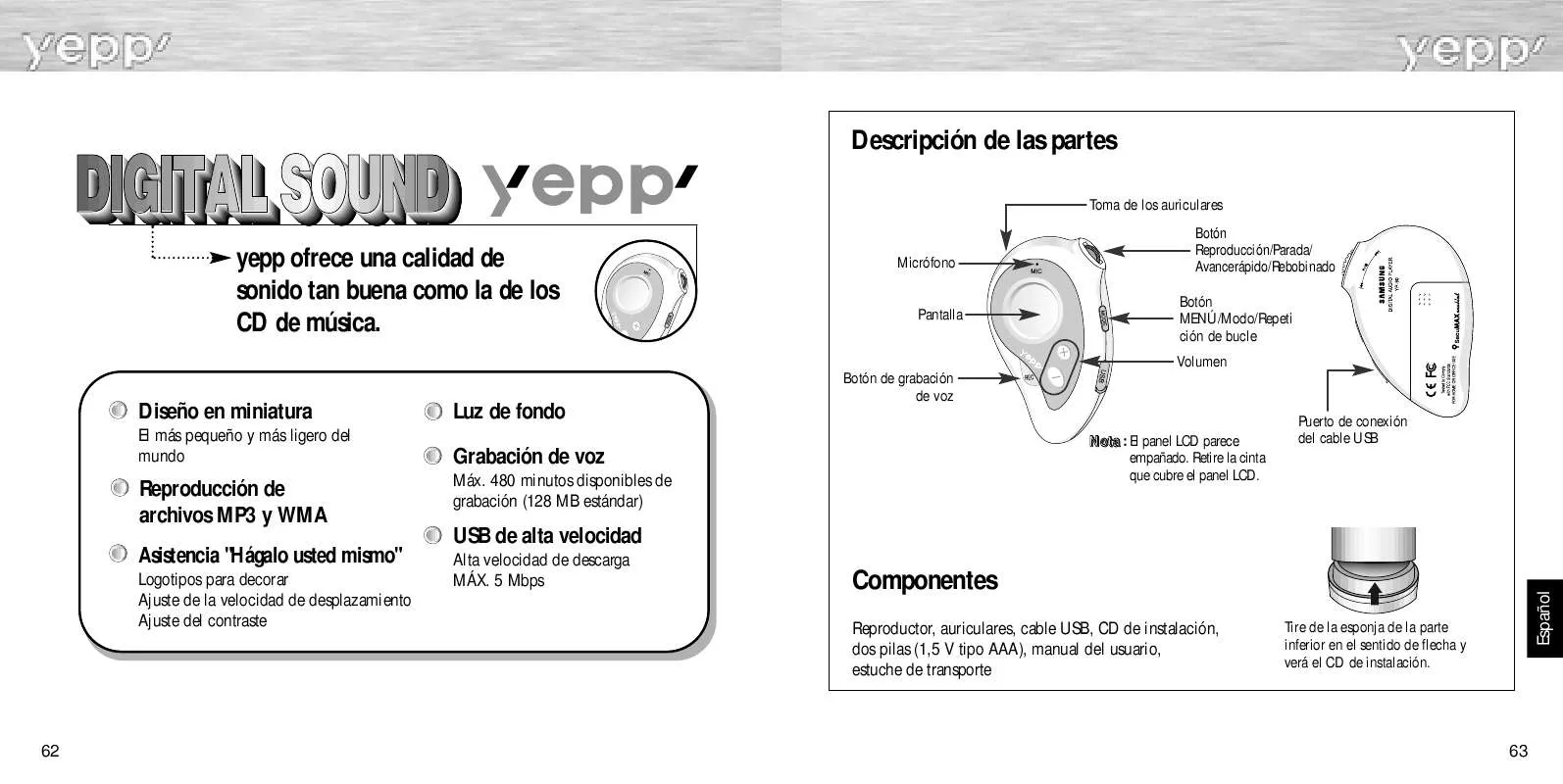 Mode d'emploi SAMSUNG YP-90S