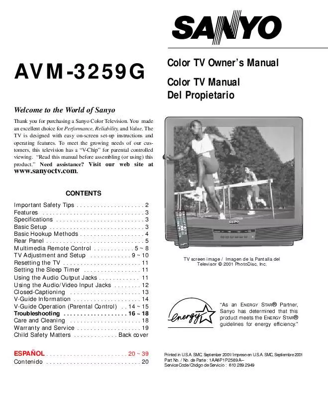 Mode d'emploi SANYO AVM-3259G