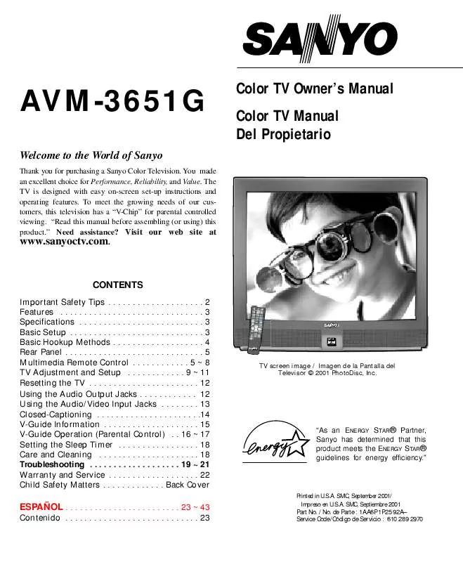 Mode d'emploi SANYO AVM-3651G