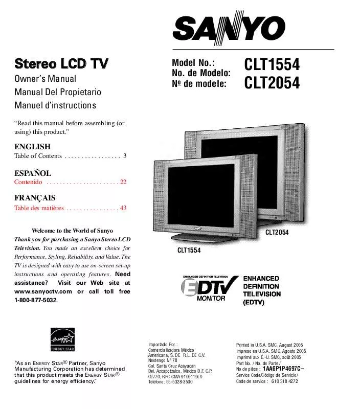 Mode d'emploi SANYO CLT1554