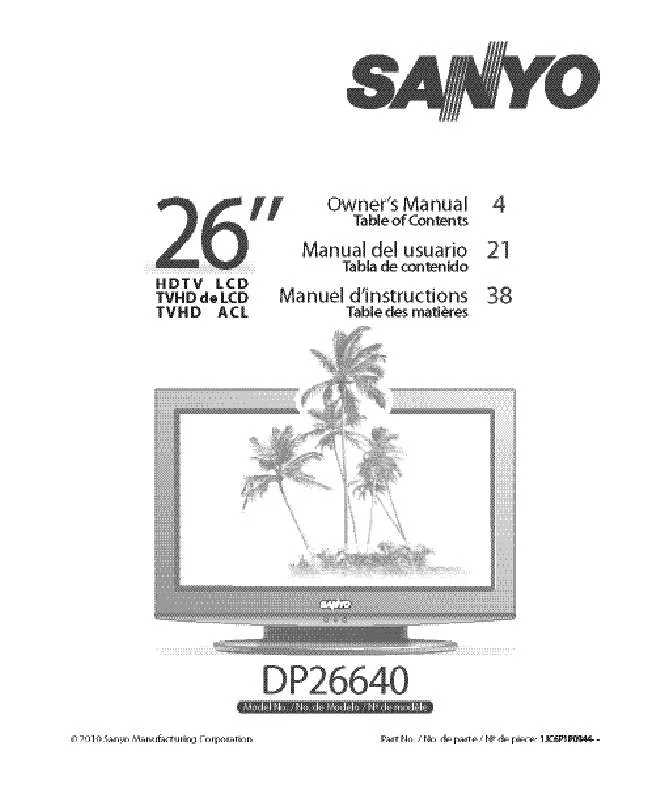 Mode d'emploi SANYO DP26640