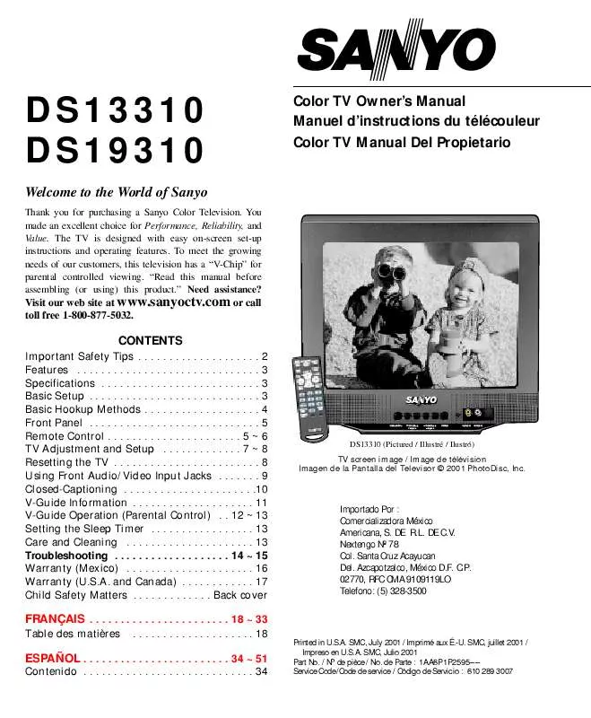 Mode d'emploi SANYO DS19310