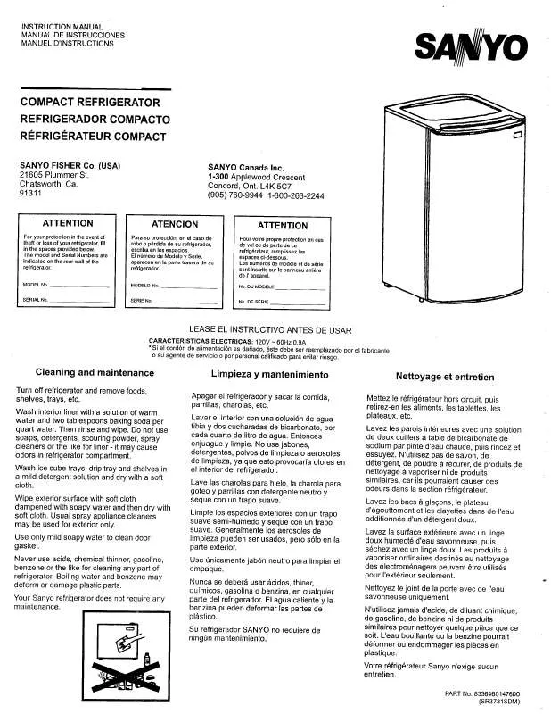 Mode d'emploi SANYO SR-4310W