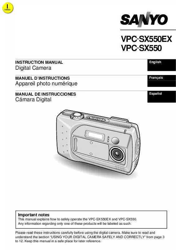 Mode d'emploi SANYO VPC-SX550