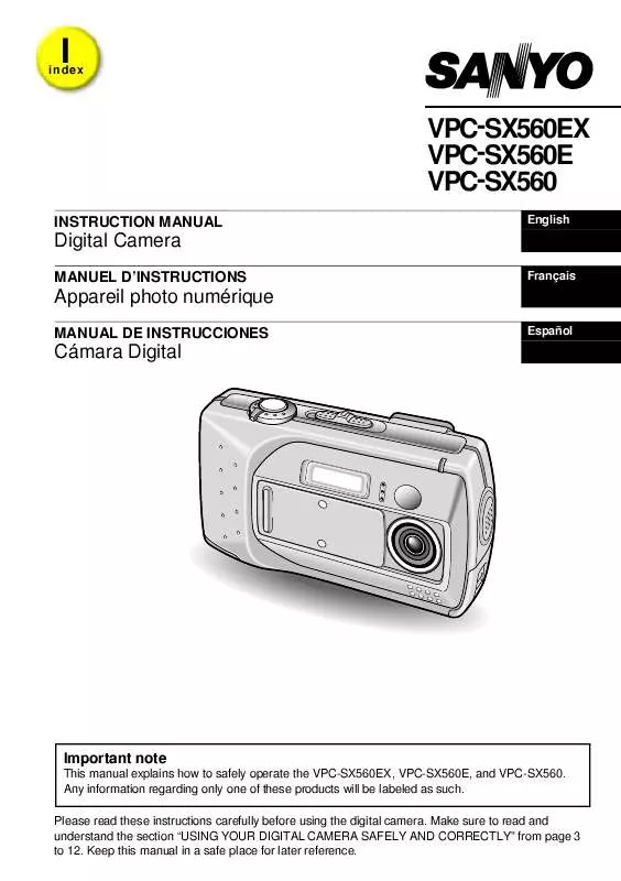 Mode d'emploi SANYO VPC-SX560E