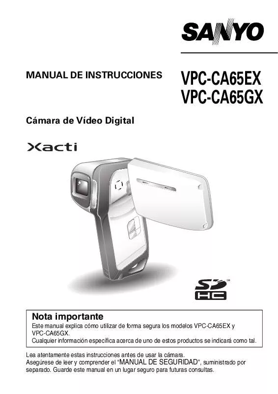 Mode d'emploi SANYO XACTI VPC CA65EX