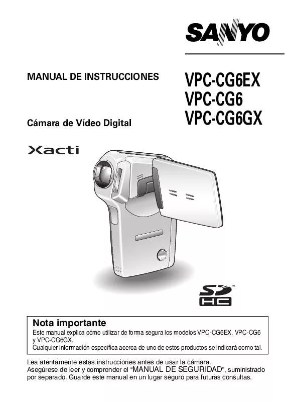 Mode d'emploi SANYO XACTI VPC-CG6GX