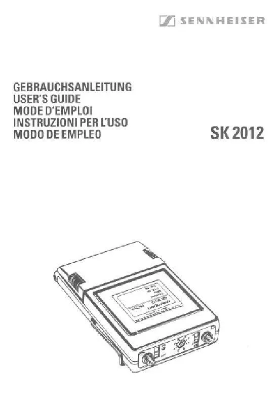 Mode d'emploi SENNHEISER SK 2012
